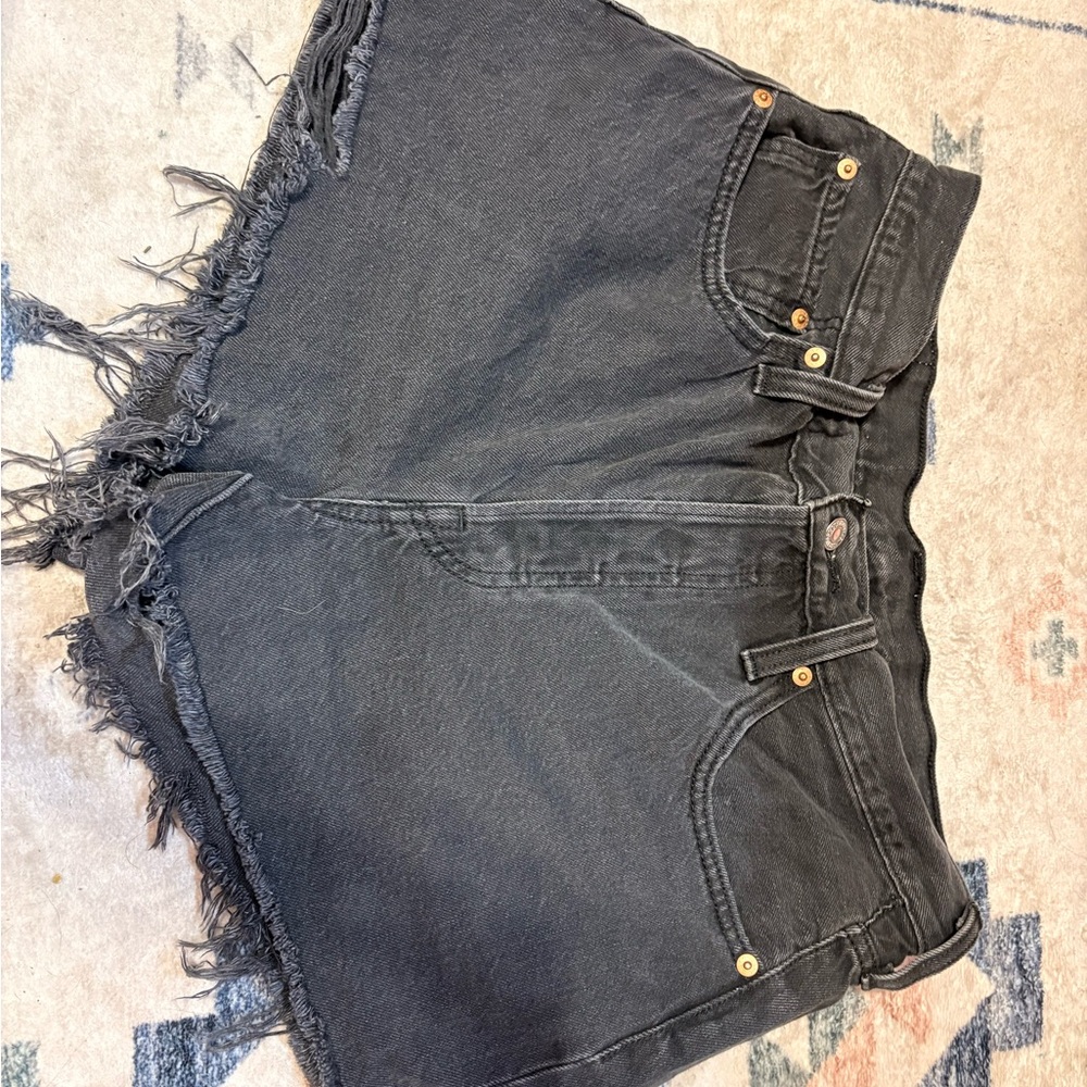 Levi's Black Frayed Jean Shorts